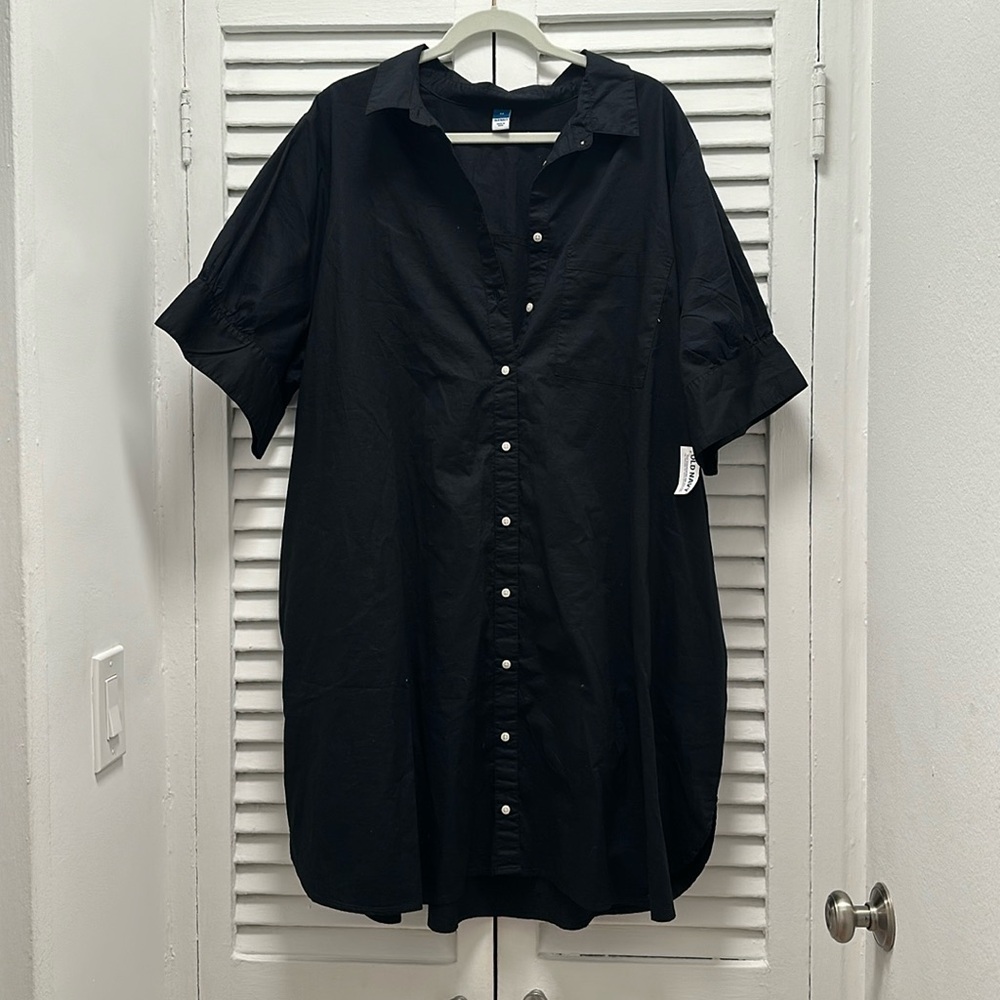 Black button up shirt dress